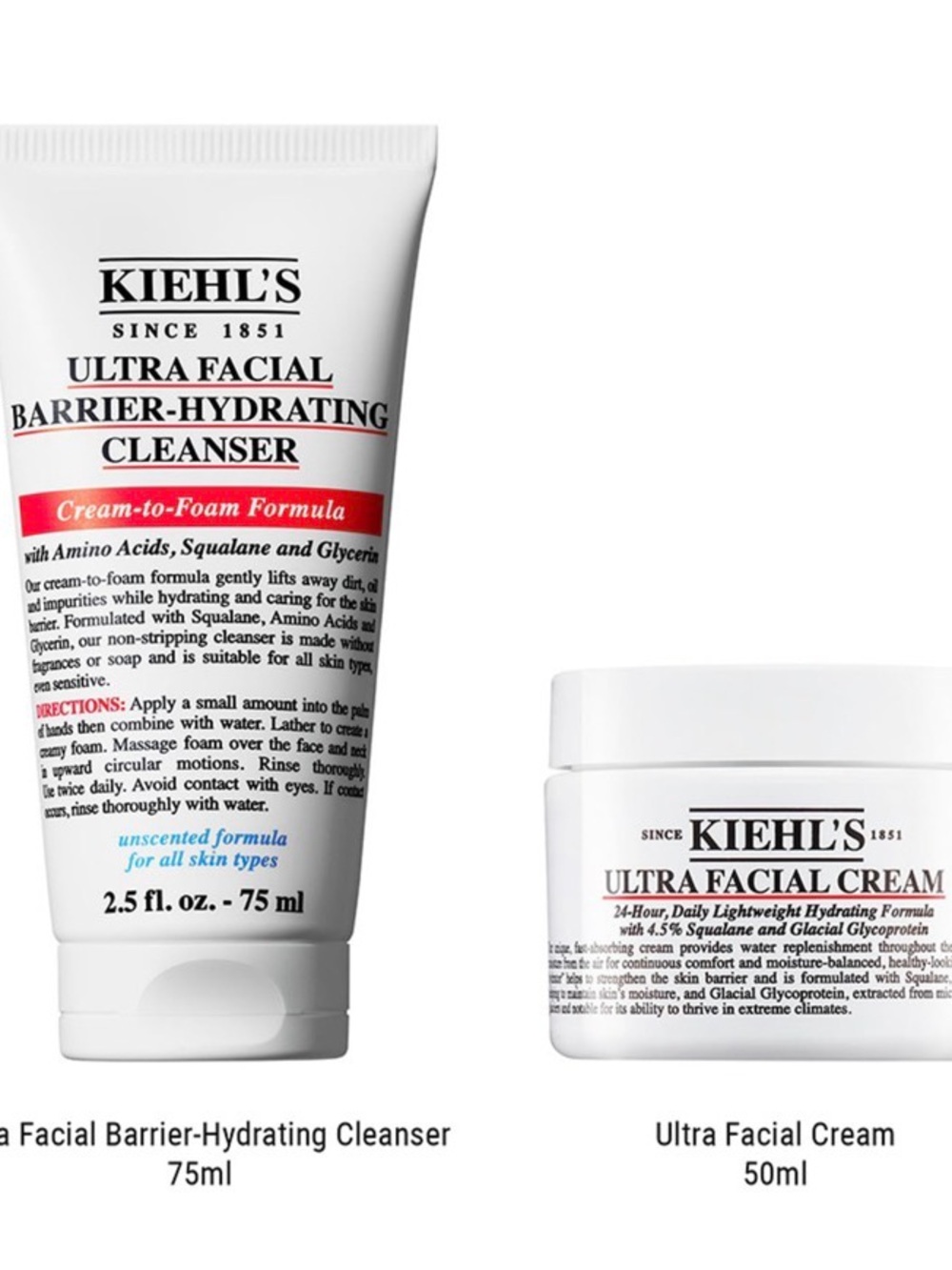 Kiehl’s Ultra Facial cream set – Cleanser + Facial Cream